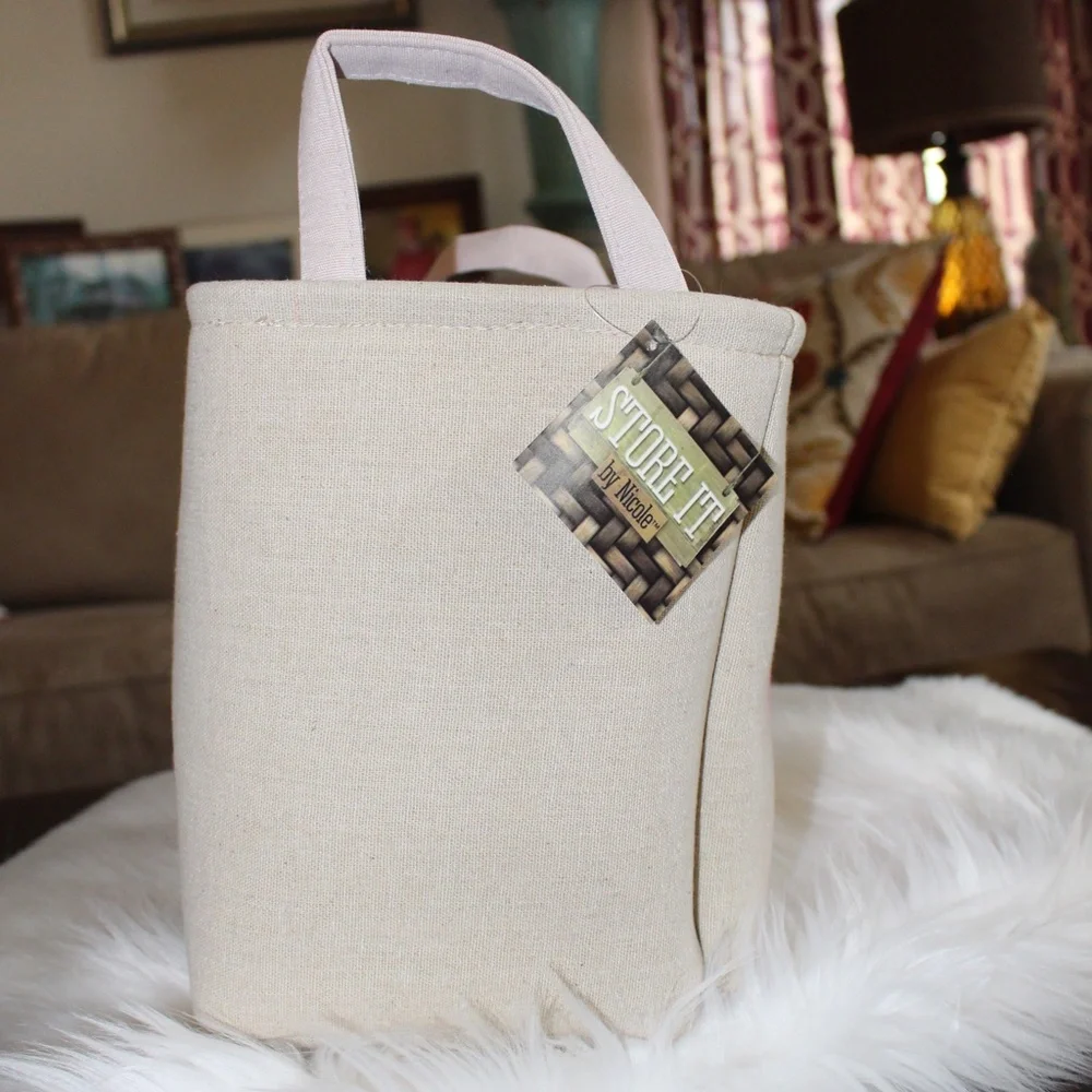 Owl embroidered  basket storage with handles
